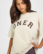 Oversized Oner Girlfriend Washed T-Shirt | Sand