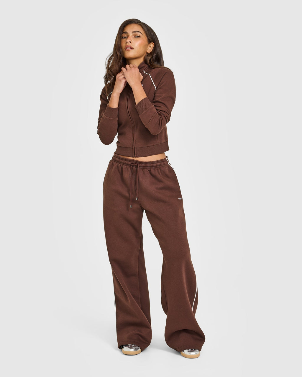 Jersey Tracksuit Straight Leg Joggers | Espresso Brown