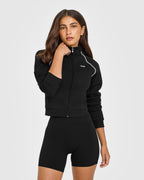 Jersey Tracksuit Zip Through Jacket | Black