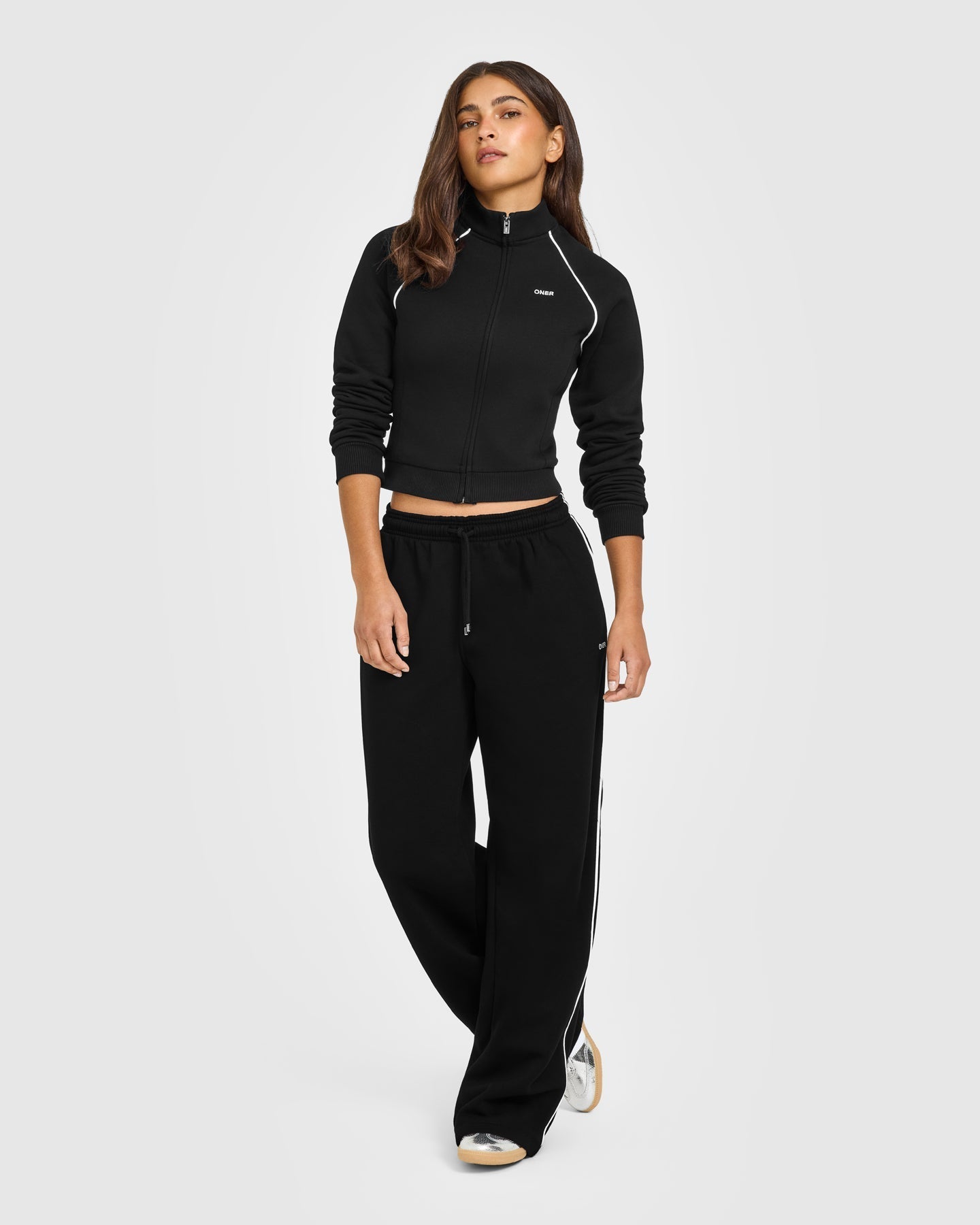 Jersey Tracksuit Zip Through Jacket | Black