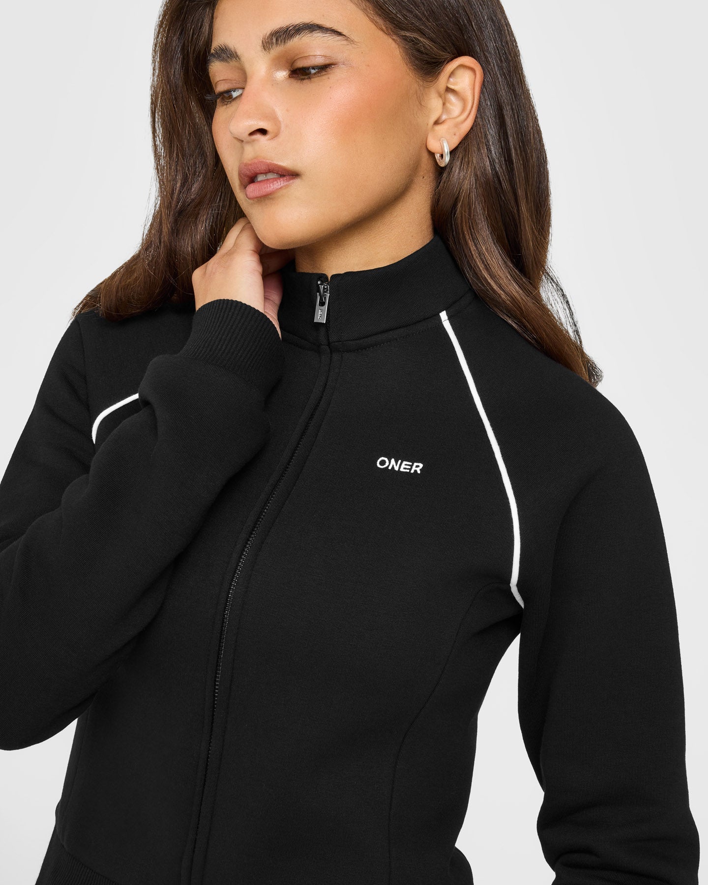 Jersey Tracksuit Zip Through Jacket | Black