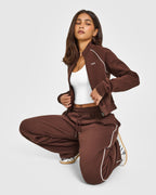 Jersey Tracksuit Zip Through Jacket | Espresso Brown