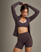 SoftMotion™ Bralette with White Logo | Dark Umber Brown