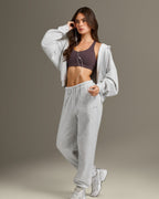 Mid Weight Relaxed Joggers | Light Grey Marl