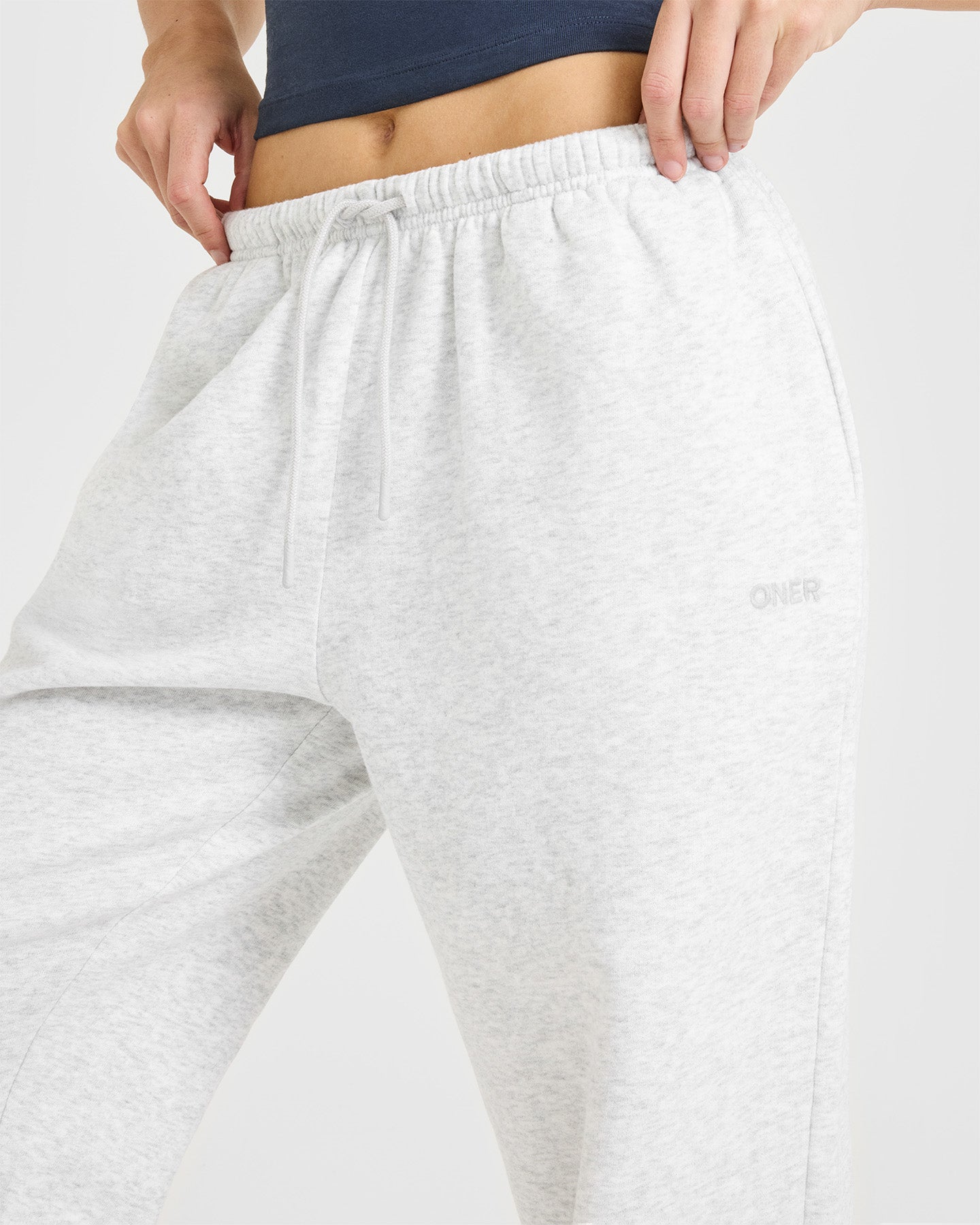 Mid Weight Relaxed Joggers | Light Grey Marl
