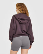 Mid Weight Relaxed Zip Through Hoodie | Umber Brown