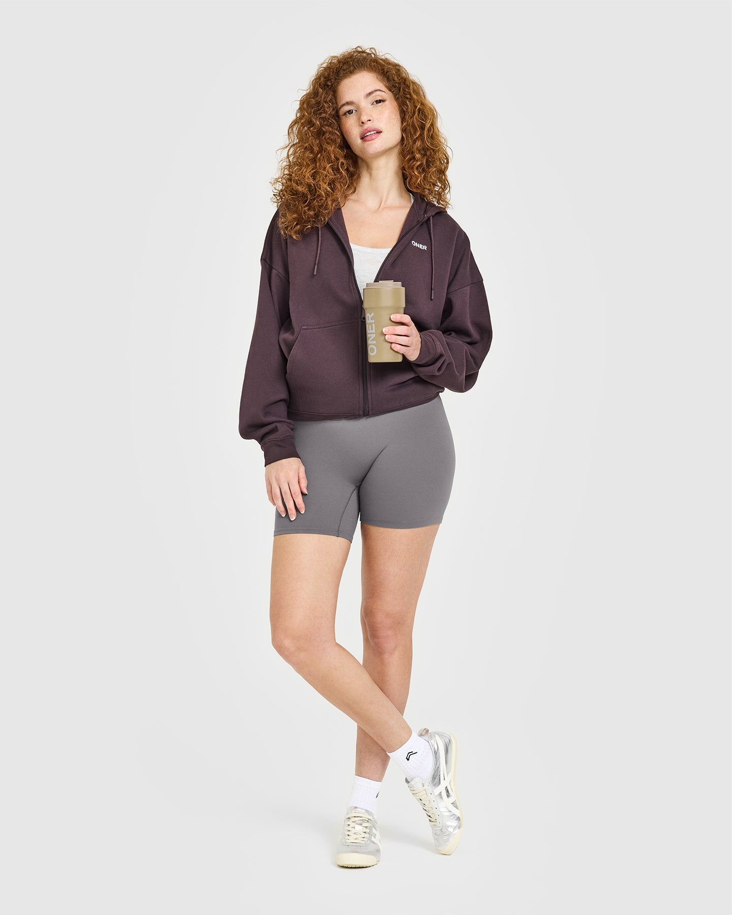Mid Weight Relaxed Zip Through Hoodie | Umber Brown
