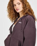 Mid Weight Relaxed Zip Through Hoodie | Umber Brown