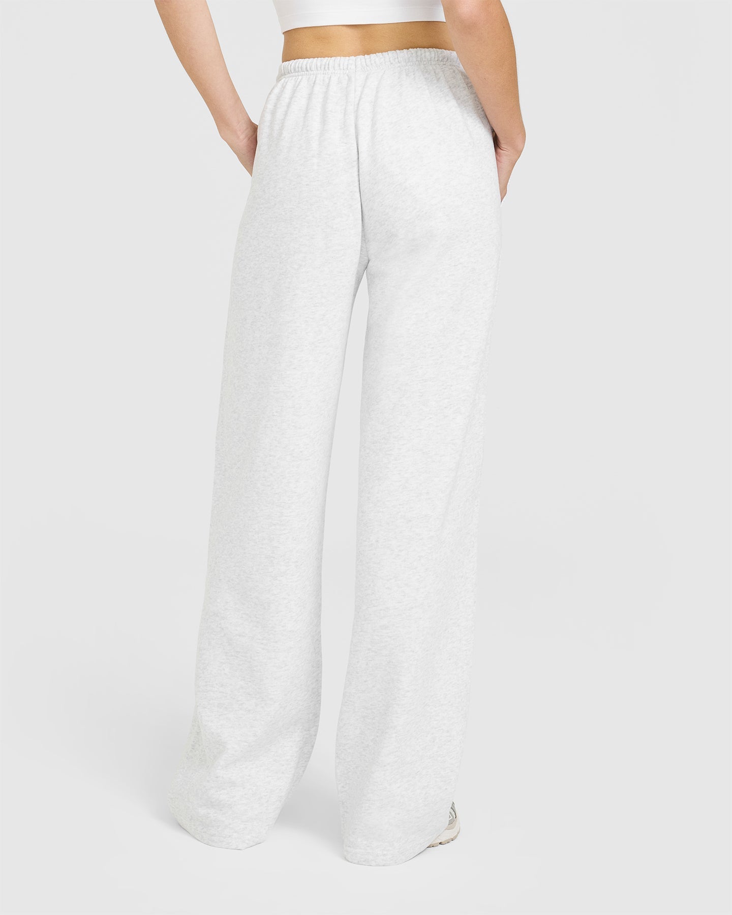 Mid Weight Relaxed Straight Leg Joggers | Light Grey Marl