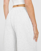 Mid Weight Relaxed Straight Leg Joggers | Light Grey Marl