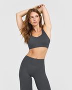 SoftMotion™ Sports Bra with White Logo | Coal