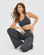 SoftMotion™ Sports Bra with White Logo | Coal