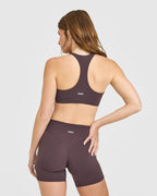 SoftMotion™ Bralette with White Logo | Dark Umber Brown