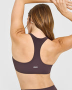 SoftMotion™ Bralette with White Logo | Dark Umber Brown