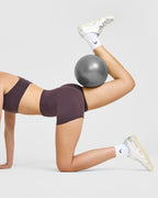 SoftMotion™ High Waisted Shorts 6" with White Logo | Dark Umber Brown