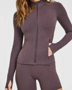 SoftMotion™ Jacket with White Logo | Dark Umber Brown