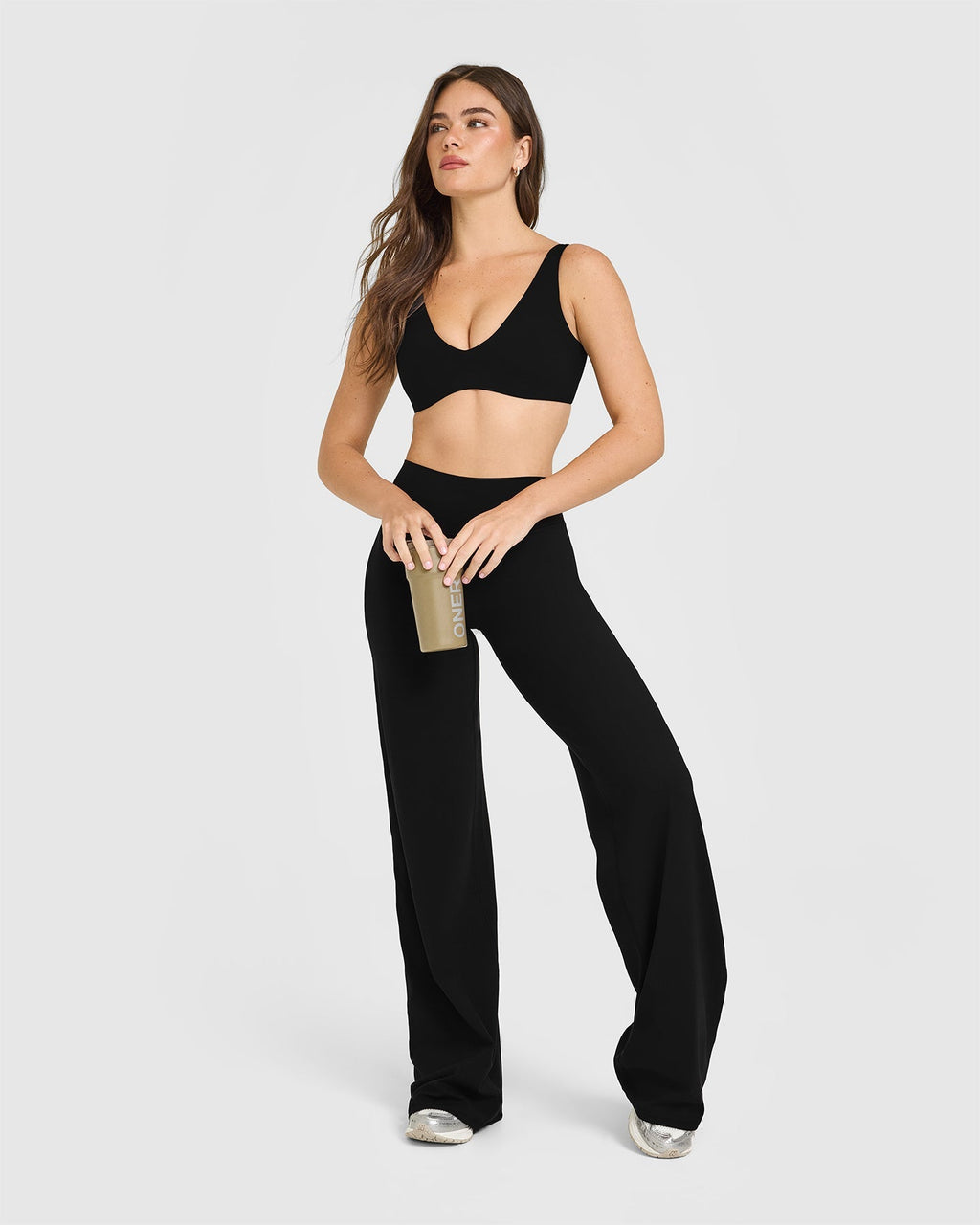 SoftMotion™ Scoop Back Bralette with White Logo | Black