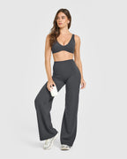 SoftMotion™ Scoop Back Bralette with White Logo | Coal