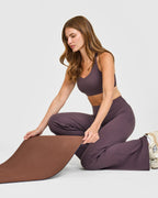 SoftMotion™ Sports Bra with White Logo | Dark Umber Brown