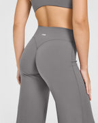 SoftMotion™ Straight Leg Bottoms with White Logo | Ash Grey