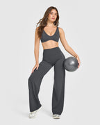 SoftMotion™ Straight Leg Bottoms with White Logo | Coal