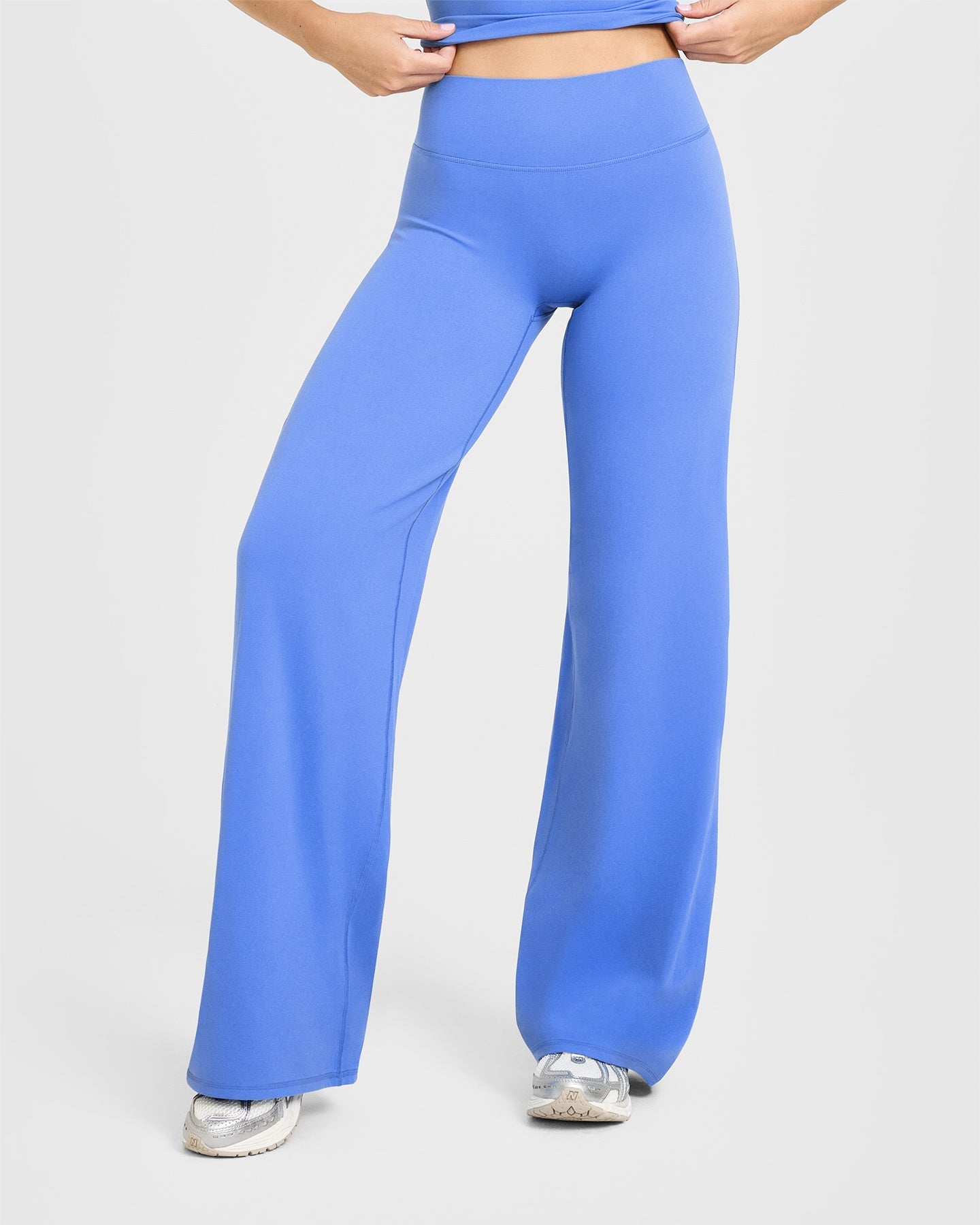 SoftMotion™ Straight Leg Bottoms with White Logo | Glaucous Blue
