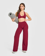 SoftMotion™ Straight Leg Bottoms with White Logo | Ruby Red