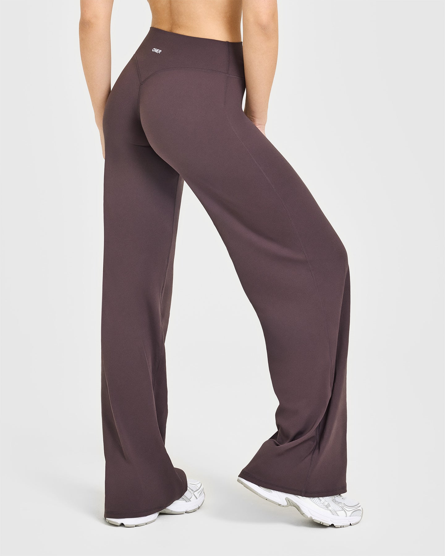 SoftMotion™ Straight Leg Bottoms with White Logo | Dark Umber Brown