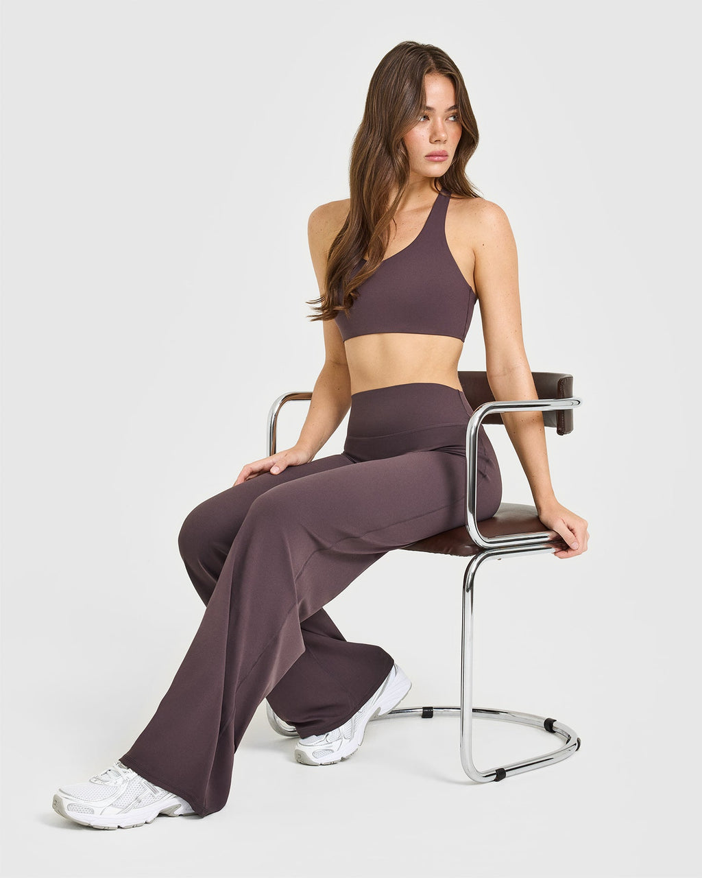 SoftMotion™ Straight Leg Bottoms with White Logo | Dark Umber Brown