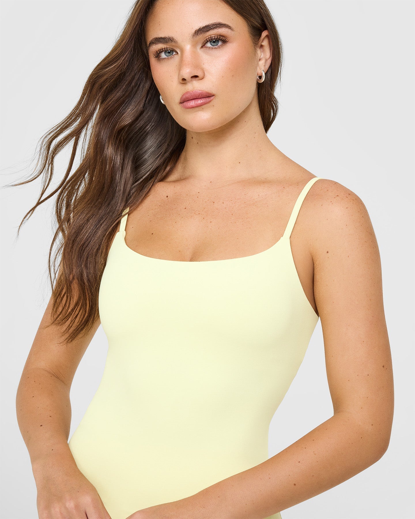 SoftMotion™ Strappy Vest with Built in Bra Shelf | Pastel Yellow