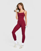 SoftMotion™ Strappy Vest with Built in Bra Shelf with White Logo | Ruby Red