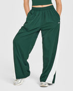 Oversized Piped Woven Straight Leg Track Bottoms | Racing Green