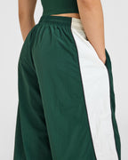 Oversized Piped Woven Straight Leg Track Bottoms | Racing Green