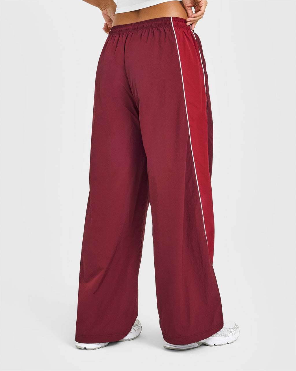 Oversized Piped Woven Straight Leg Track Bottoms | Rosewood