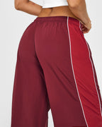 Oversized Piped Woven Straight Leg Track Bottoms | Rosewood