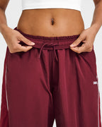 Oversized Piped Woven Straight Leg Track Bottoms | Rosewood