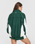 Oversized Piped Woven Track Jacket | Racing Green