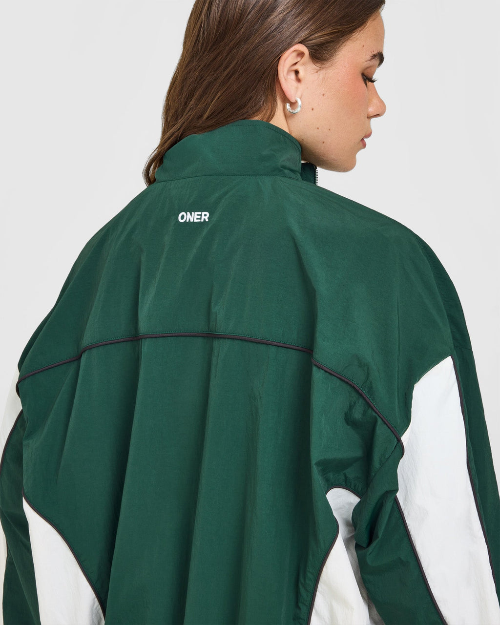 Oversized Piped Woven Track Jacket | Racing Green