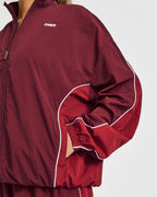 Oversized Piped Woven Track Jacket | Rosewood