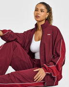 Oversized Piped Woven Track Jacket | Rosewood