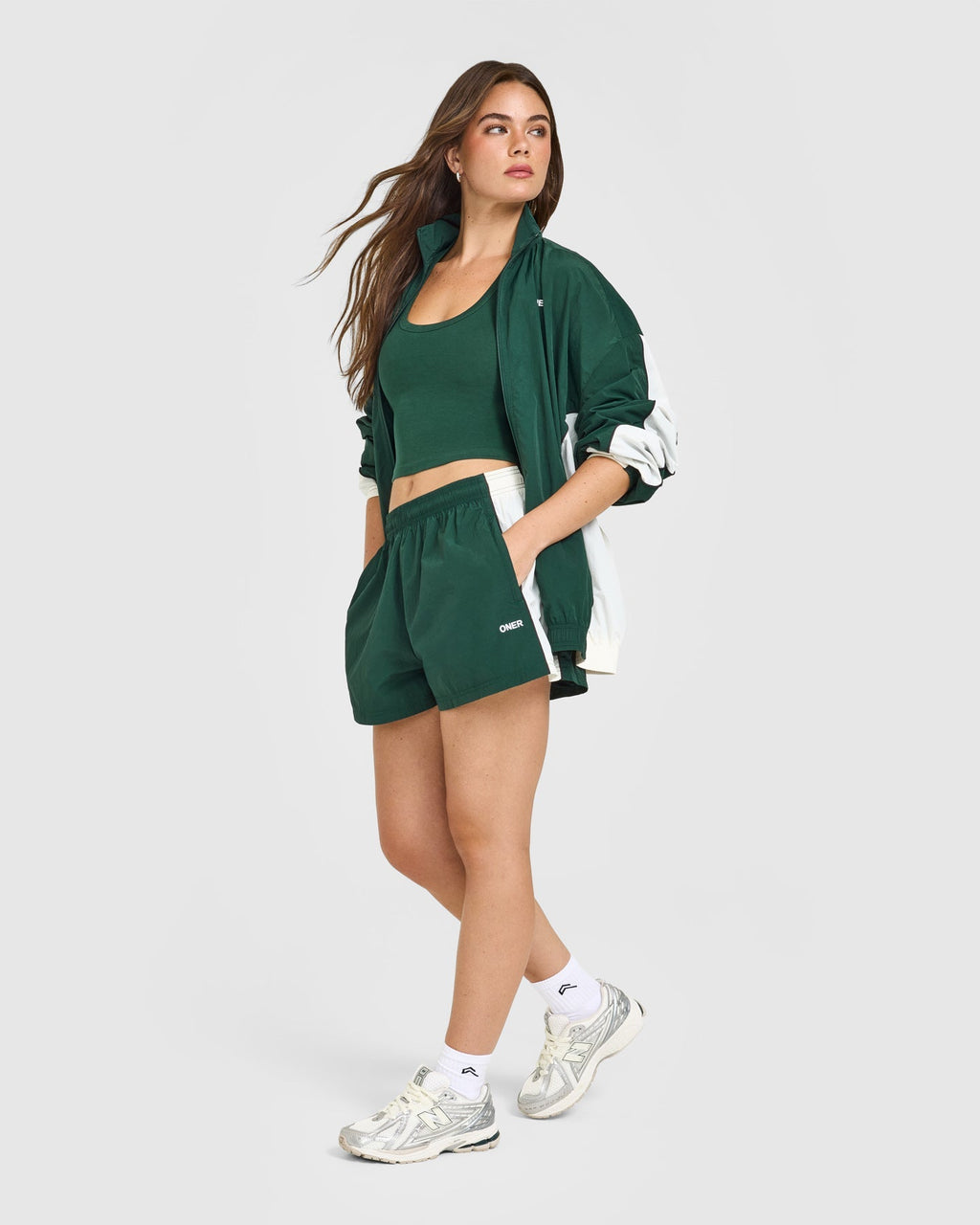 Oversized Piped Woven Track Shorts | Racing Green