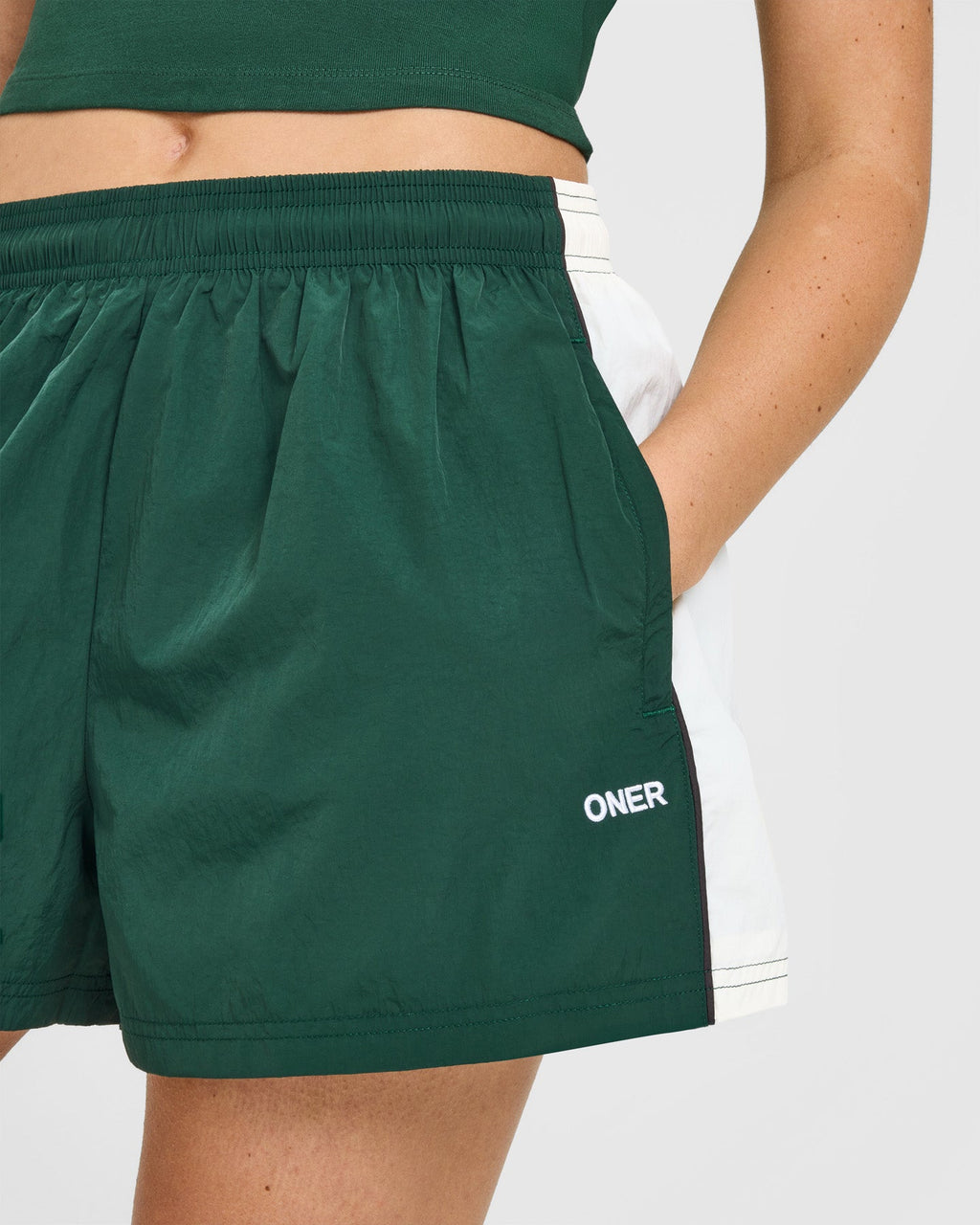 Oversized Piped Woven Track Shorts | Racing Green