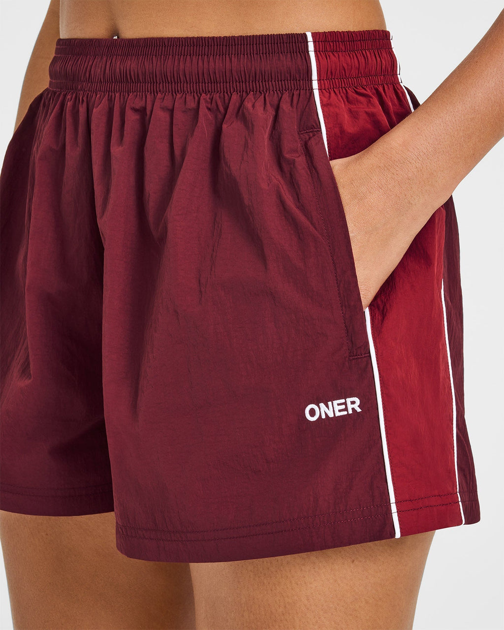 Oversized Piped Woven Track Shorts | Rosewood