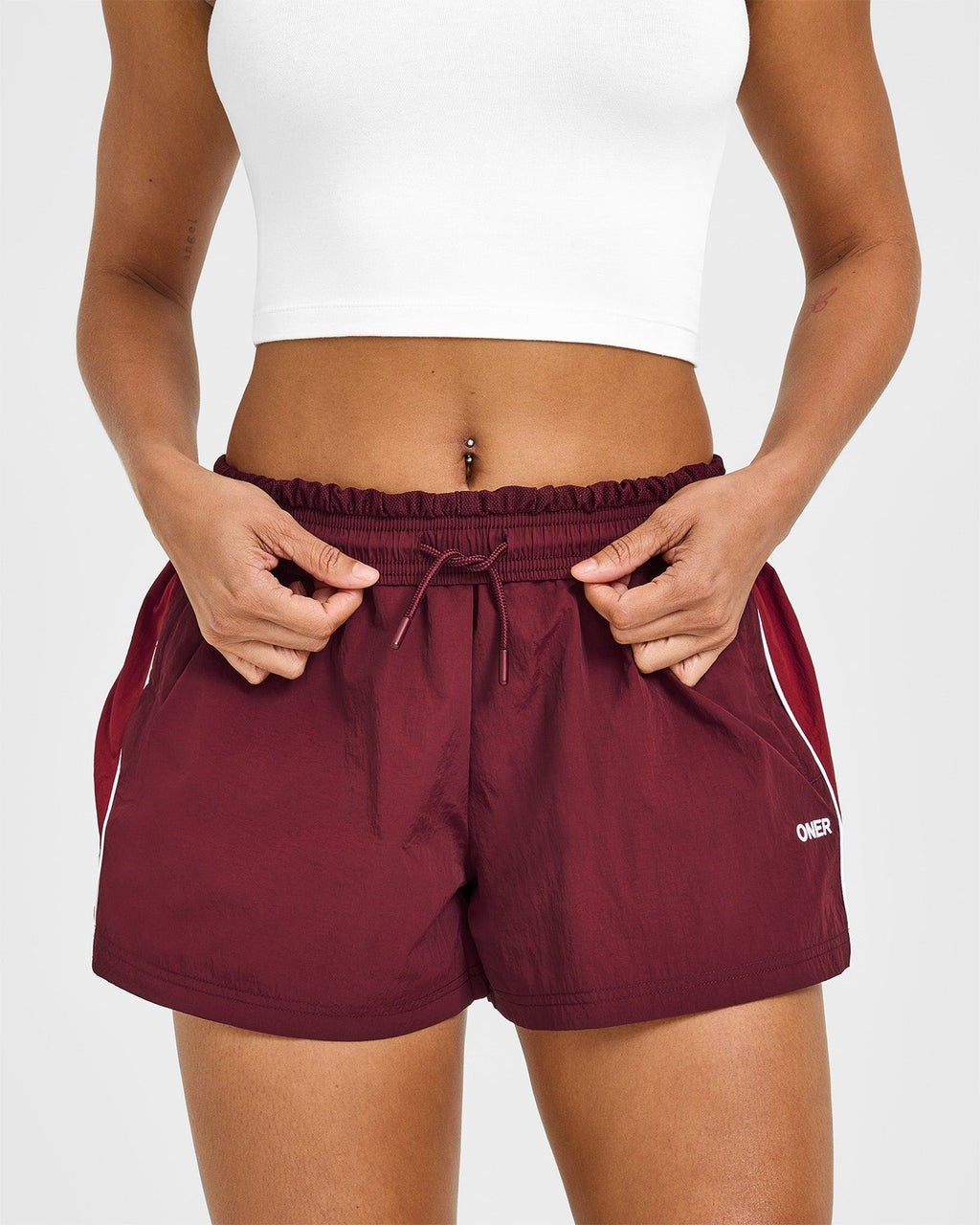 Oversized Piped Woven Track Shorts | Rosewood