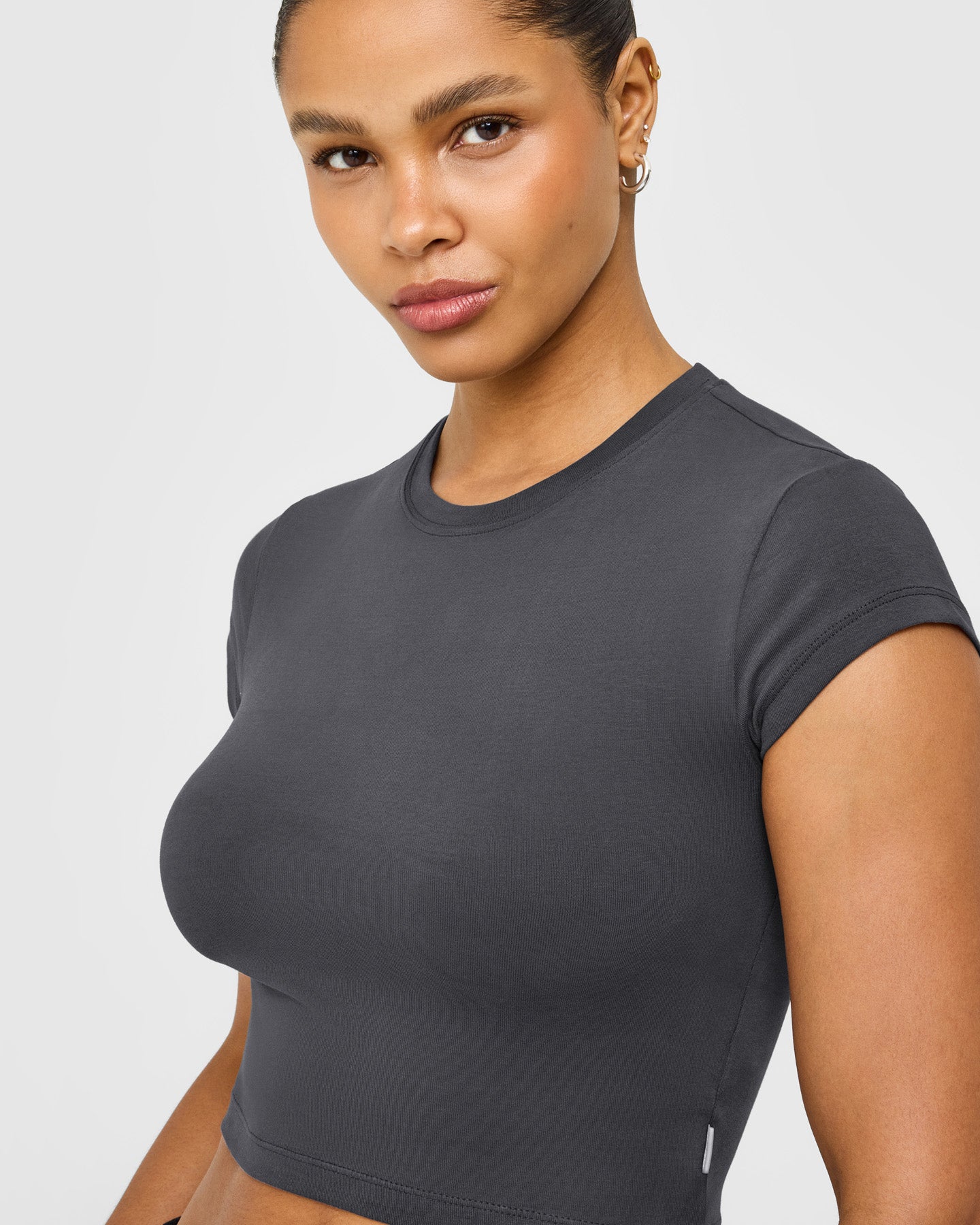 Cotton Baby T-Shirt with Grey Logo | Coal