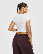 Cotton Baby T-Shirt with Grey Logo | Light Grey Marl