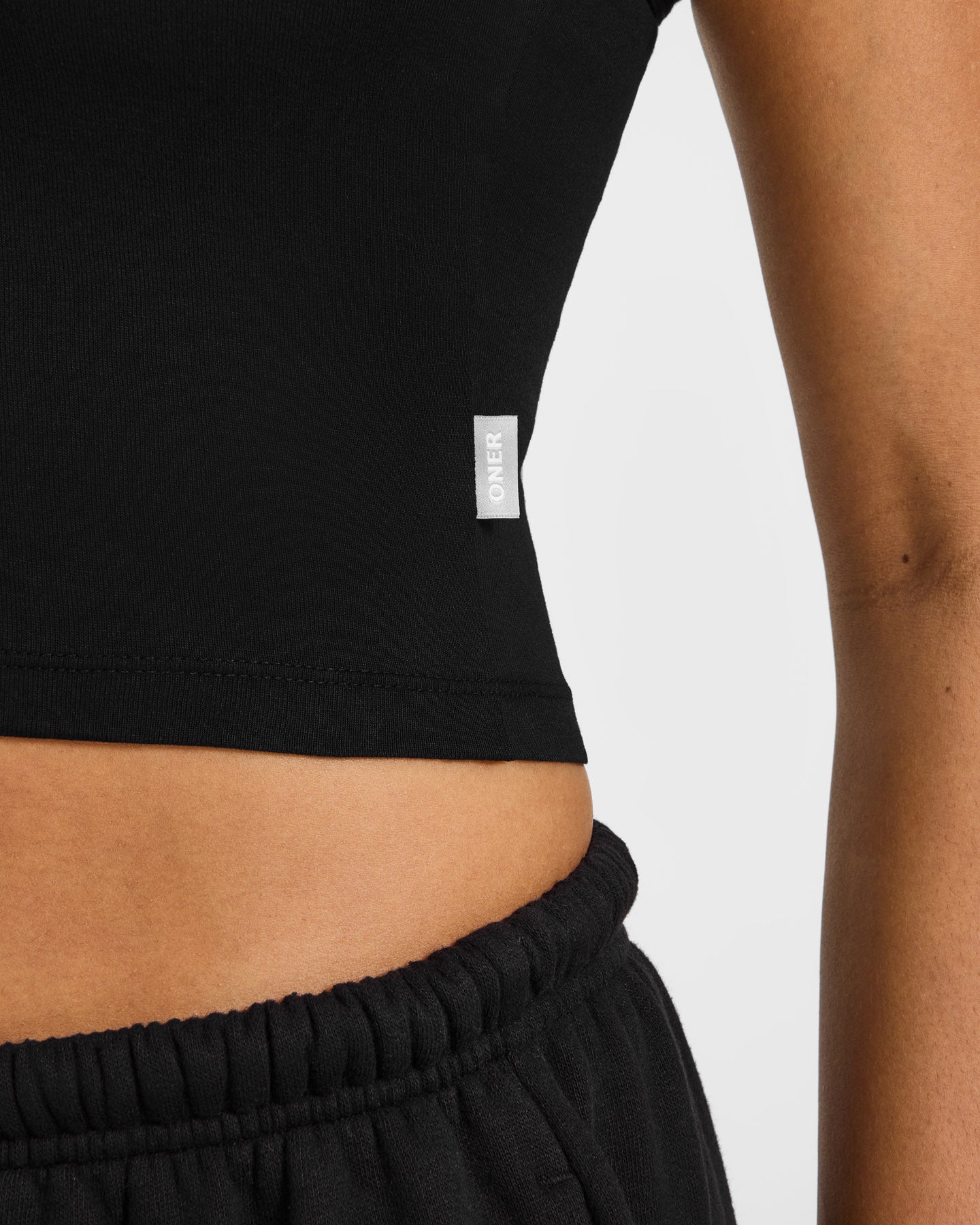 Cotton Fitted Mid Vest with Grey Logo | Black