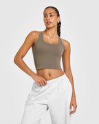 Cotton Fitted Mid Vest | Moss Brown