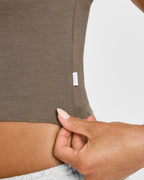 Cotton Fitted Mid Vest | Moss Brown