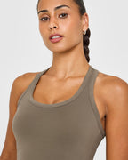 Cotton Fitted Mid Vest | Moss Brown